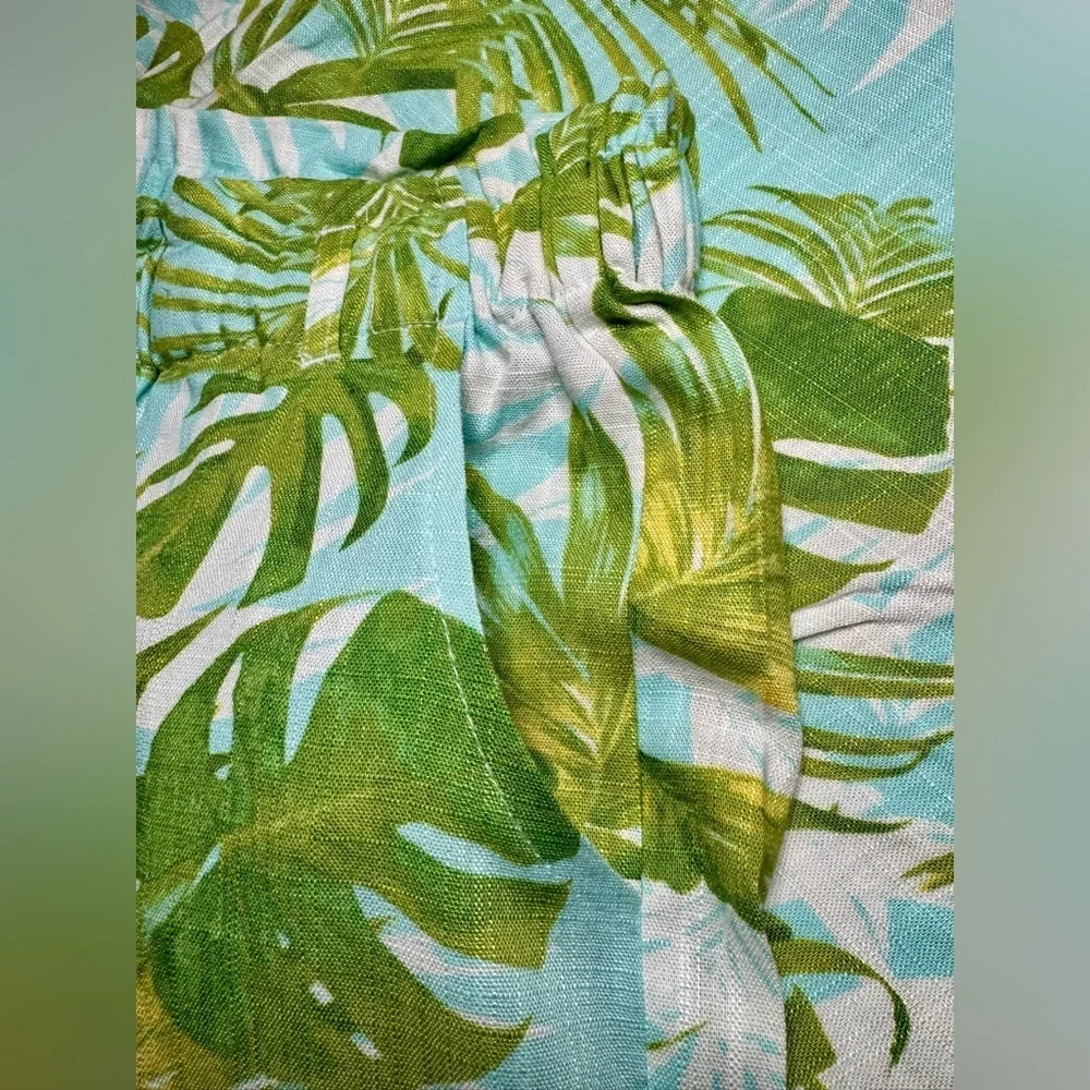 Paradise Palms Petite Casual Printed Linen Blend Beachwear Capri Pants - Picture 10 of 13